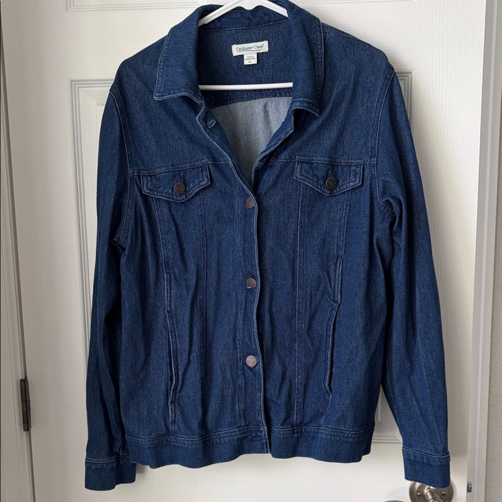 Coldwater Creek Dark Blue Denim Jacket with Button Front